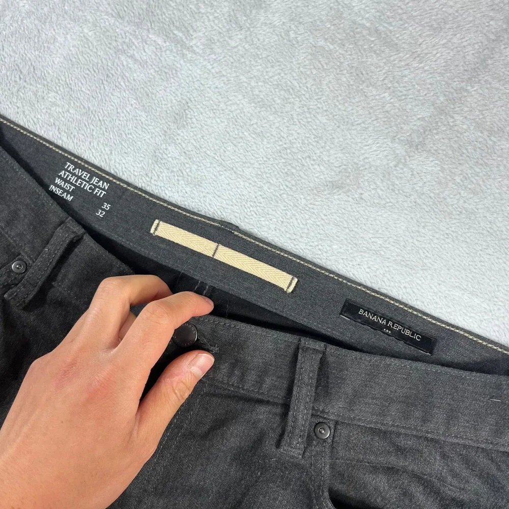 Banana Republic Travel Jean Mens 35x32 Athletic Fit Charcoal Grey Pants
